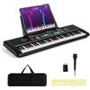 COSTWAY Pianoforte Digitale a 61 Tasti, Pianoforte Elettronica con Supporto, Microfono, Pianoforte Portatile con Adesivi per Tasti e Borsa da Trasporto, per Bambini e Adulti (Nero)