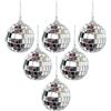 LATRAT 6 palline da discoteca, 6 cm, argentate, per effetti di luce, decorazioni per albero di Natale per soffitto, sfera a specchio, decorazione per feste, feste a tema