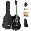 Max SoloArt - Chitarra Classica per Adulti Principianti - Nero, Corde in Nylon, Fornita con Accordatore Digitale, Borsa da Trasporto, Plettri e Tracolla, Ideale per Musicisti Principianti