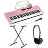 McGrey LK-6120-MIC Set Tastiera - Tastiera per Principianti con 61 Tasti Luminosi - 255 Suoni e 255 Ritmi - 50 Brani Demo - Microfono Incluso - Set Risparmio con Supporto X-Keyboard e Cuffie - Rosa