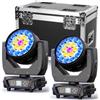 Coolighine 2 Pezzi con Flightcase 19x15W LED RGBW Teste Mobili, Wash Zoom 540°X/270°Y Rotazione d-mx512 Controllo Vocale Auto-Calibrazione per Palcoscenico Club Teatro Festa DJ