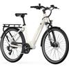 Aspadz Qreate City Air Bicicletta Elettrica per Adulti, 36V 250W, Batteria Rimovibile 13,5Ah, 27,5 Telaio Passaggio Basso, 7 Velocità, Freni a Disco Idraulici (CITY AIR, Gravel White)