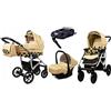 BabyLux® Bambini Passeggino Completo Set 4 in 1 - Largo - incl. Navicella, Canna, Seggiolino Auto, ISOFIX Base - Carrozzina Neonati Sistema Combinato - con Borsa fasciatoio ecc.