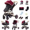 GLOKID Passeggini 3 in 1 Urbani Passeggini Combinati Passeggino Triciclo Girello Passeggino Alta Visibilità Passeggini Pieghevoli Carrello per Bambini Carrozzina per 0-36 (Rosso)