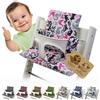 BambiniWelt by Rafael K. BambiniWelt Tripp Trapp - Set di cuscini compatibili con seggiolone Stokke, extra morbido, lavabile e durevole, 2 pezzi, con chiusura in , colore: nero e rosa