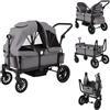 COSTWAY Passeggino Doppio Pieghevole, Passeggino Gemellare con Manico Regolabile, Tettuccio Rimovibile, Portabicchieri, per Bambini da 6+ Mesi, 104 x 57 x 107 cm (Grigio)