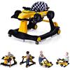 RELAX4LIFE Girello per Bambini 6-18 Mesi, Baby Walker 4 in 1 Trasformabile, Carrello Primi Passi e Macchinina a Spinta con Luci e Suoni, Altezza Regolabile, Pieghevole (GIALLO)