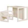 roba Set Tavolo e Sgabello 3 in 1 per Bambini - Legno Beige e Cashmere | Mobili multifunzione con 3 altezze di seduta, panca reversibile, design robusto e angoli arrotondati per cameretta