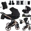 Junama Passeggino TRIO Diamond S 03 Nero e Rame - 2in1 3in1 4in1 + ombrellino (4 in 1 con Base ISOFIX)