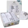MV SMART BABY Mussole Neonato, 3 Copertine Cotone Biologico, Teli In Mussola Super Morbida, Copertina Neonato, 120x120, Mussoline Swaddle, Premium Quality, Con Bavaglino In Regalo (Stelle e Strisce)