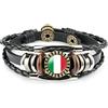 LODMLOER Braccialetti Intrecciati Bandiera Italia - Braccialetto A Tema Bandiera Moda Bandiera Nazionale,Bracciale In Pelle Con Ciondoli Per Uomo Donna,Bracciale Intrecciato A Più Strati,Bracciale Con Bandier