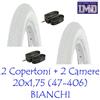 KENDA N°2 Copertone/Pneumatico 20 x 1.75 + N°2 Camera d'Aria Bici GRAZIELLA Bianco