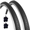 ECOVELO 2 COPERTONI KENDA 26 X 1 3/8 (37-590) + CAMERE D'ARIA PNEUMATICI STRADALI BIANCONERI CITYBIKE VINTAGE