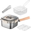 Generico Pentola per Friggere - Set Friggitrice Multifunzionale | Tegame con Cestello | Acciaio Inossidabile Robusto Dotato di Griglia Scolo e Pinza, Paraspruzzi per Cucina Camping & Outdoor Professionale