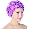 Generic Cuffia da nuoto - Cuffia da nuoto tridimensionale con fiori, elegante cuffia floreale fatta a mano, cuffia da nuoto da donna con petali floreali, cuffia da bagno retrò con capelli lunghi e corti,
