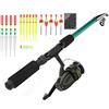 Denash Set Combinato Canna Da Pesca,Kit Con Canna Da Pesca Per Bambini,Kit Completo con Ganci, Galleggianti, Palo Robusto con Resistenza per Principianti Ed Appassionati Per Mare Acqua Dolce Stagno Fiume