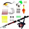 Generic Combo canna e mulinello - Canna da pesca telescopica con set di rulli, set leggero in fibra di carbonio, combinazione portatile di canna da spinning, attrezzatura da pesca con flusso di linea uniforme