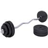 GORILLA SPORTS® Set Bilanciere con Pesi - 35kg, Barra Curva EZ 120cm, Ø30mm, Dischi in Plastica con Riempimento in Cemento, 2 Chiusure a Stella - Bilanciere Curl, Dischi, Palestra da Casa, Fitness