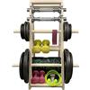 Meanswood Porta Pesi Bilanciere e Manubri - Rastrelliera Pesi Palestra Casa in Legno, Porta Dischi e Porta Manubri Compatto, Portata 160 Kg