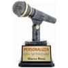 D&Vlab Trofeo Microfono 14 cm Argento con Targhetta Personalizzabile - Premio Canto Karaoke Speaker Presentatore Eventi Musicali