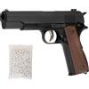 Generico Pistola softair a molla ABS nera, HA 135 POTENZA 0,9 JOULE, caricatore 12 colpi, calibro 6mm, 220mm 306g, colore nero, bundle 1000 pallini inclusi, airsoft pistole