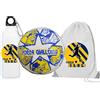 Generico Pallone con i colori del Parma calcio e scritta Forza Gialloblu + una borraccia bianca in alluminio e una sacca in nylon con stampa dei colori della tua squadra del cuore tifoso regalo