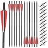 HNZMDY 12x Bulloni per Balestre in Carbonio con Punta Sostituibile Caccia Broadheads 16 17 18 20 22 Pollici Frecce della Balestra Frecce in Carbonio per Balestra (16 Pollici, Rosso +12x Broadheads)