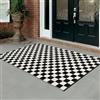 Seavish Tappeto a scacchi, 9 x 5 m marocchino a scacchiera, bianco e nero, lavabile, in tessuto, reversibile, per camera da letto, lavanderia, cucina, soggiorno, ingresso, casa, ufficio
