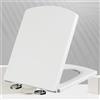 EudoER Sedile WC bianco, chiusura rallentata, resistente, antibatterico, forma quadrata, con cerniere regolabili in acciaio inox, 37 x 47 cm