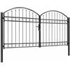 vidaXL Cancello a Doppia Anta ASSEN Antiruggine Anticorrosione Resistente Barriera Sicurezza Barre Robuste Ingresso Giardino ad Arco Acciaio 300x150 cm Nero