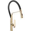 Rea - Castor Gold Rubinetto Cucina Miscelatore Lavello Cucina In Ottone Miscelatore Monocomando Caldo E Freddo Regolabile Girevole A 360° (Nero Opaco/Oro Chiaro) 24x4,5x48,5cm