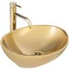 Rea - Lavabo Da Appoggio Sofia Gold Lavandino Bagno 410 X 345 X 150 mm Ceramica (Oro)