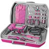 UEKUR Extol Lady Trapano avvitatore a batteria, set da 27 pezzi, 12 V, agli ioni di litio, da donna, con funzione di impatto, 2000 mAh, avvitatore a percussione a batteria a 2 marce, con custodia rosa