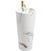Rea - Lavabo Monolitico Blanka Marble In Ceramica, Bianco, Rotondo 40X40X85Cm