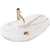 Rea - Lavabo Da Appoggio Royal Lava Mat Lavandino Bagno 605 X 360 X 160 mm Ceramica (Bianco, Imitazione Marmo)