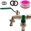 Xasbseulk Splitter per tubo da giardino - Rubinetto doppia uscita 1/2 pollici in lega di zinco | connettore in acqua esterna - adattatore a due vie per lavanderia domestica industria irrigazione patio
