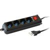 Techly 023585 Multipresa 4 Posti Italiana Bipasso con Interruttore Nero Nero