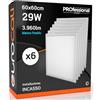 Eurocali 6x Pannello LED 29W 60x60cm Alta Efficienza 3950 lumen - Luce Bianco Freddo 6500K Fascio Luminoso 120° - ad incasso