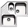 APELL Serie Roma Lavello da Incasso Angolare 2 Vasche e 1 Vaschino Dimensioni 83 x 83 cm Colore Inox