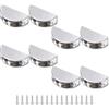 UFURMATE Morsetto per mensole in vetro, 8 pezzi, regolabili, senza cornice, in lega di zinco, clip per vetro semicircolare, cromato lucido, montaggio a parete per vetro spesso 5-8 mm