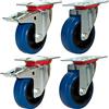priostahl TR di set di 14 Blue Wheels | 4 pezzi | ruote 80 mm | 2 X freno/2 X rotella | Mobili ruolo | per banco | apparato ruote