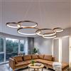 AHQX Ciondolo Alluminio Lampada A Sospensione LED Moderna Luci Pendenti Anello Semplicità Brown Lampadari Soggiorno Sala Da Pranzo Studio Lampadario Soffitto Regolabile in Altezza,6ring/dimming/88w