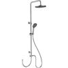 Wenko Sistema doccia Watersaving, asta doccia in acciaio inox con soffione doccia a pioggia a risparmio idrico e doccetta a mano, collegamento semplice a rubinetti, regolabile (75-120 cm), cromato