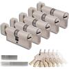 Generico Set di 5 Cilindri con Pomello in Ottone 45/45mm con Chiave Unica, 25 Chiavi Incluse, 10 Viti, Serrature Universali per Porte e Garage, Lunghezza 90mm, Montaggio Facile