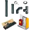 Brico Kit Canna Fumaria Kit Tubi Stufa a Pellet DN 80, Canale da Fumo con Elementi Componibili Rigidi in Acciaio al Ferritico, Nero Opaco, Spessore Minimo 8/10mm, Conforme Standard Marcatura CE | Brico Kit