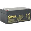 LONG Batteria al piombo acido, 12 V, 3 Ah, F1 (WP3-12)