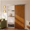 HOMCOM Porta Scorrevole Esterna Muro 90x210 cm, Binario Silenzioso in Lega di Alluminio, Kit Ferramenta, Guida, Porta da Interno in Stile Minimalista, in MDF, Impermeabile, per Cucina, Bagno, Ufficio