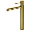 MICE COLLECTION Rubinetto lavabo canna alto colore oro spazzolato Line Imex BDD038-3OC