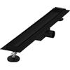 LuxeBath Canaletta per Doccia 60 cm 2 in 1 Drenaggio Piastrellabile in Acciaio Inossidabile Nero Canalina Scarico a Pavimento per Bagno Set Completo di Fissaggio Sifone a Canale con Filtro per Capelli