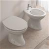 Inbagno Coppia di sanitari tradizionali con brida e scarico a terra, copriwc incluso con chiusura soft-close, ZETA